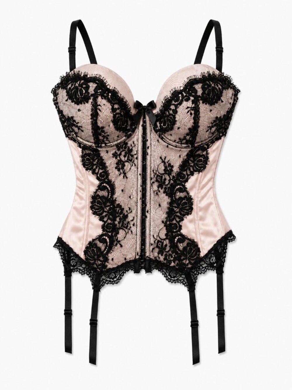 Delicates Black Lace Corset Bustier Sz M Underwire Sexy Lingerie